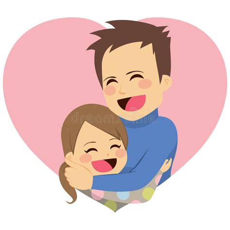 daughter hugging father stock vector illustration of