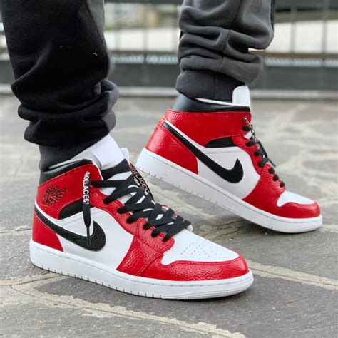 nike jordan 1 custom bianco rosso and nere llab scarpe personalizzate