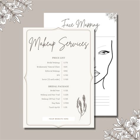 makeup artist templates terms  conditions invoice price etsy