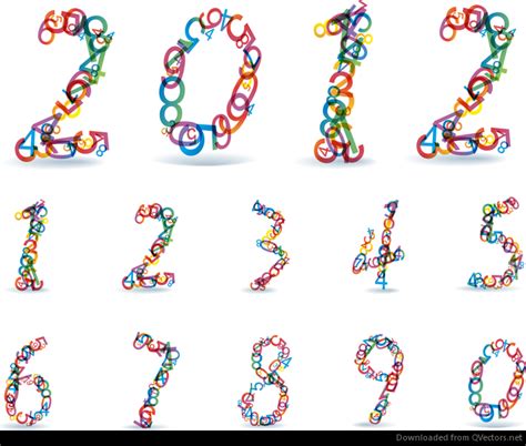 abstract colorful rainbow numbers vector