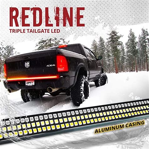 amazoncom opt  redline triple led tailgate light bar wsequential amber turn signal