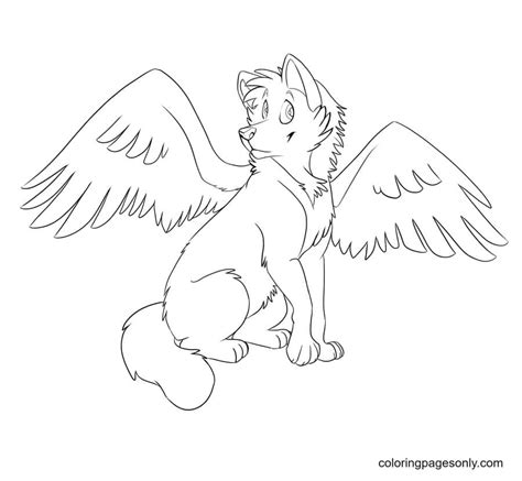 winged wolve   forest coloring pages wolf  wings coloring
