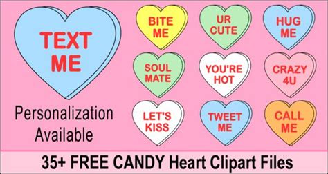 candy heart sayings valentines day conversation clip art