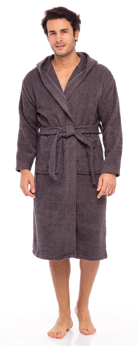 men hooded bathrobe  men  cotton terry bathrobes  hood towel