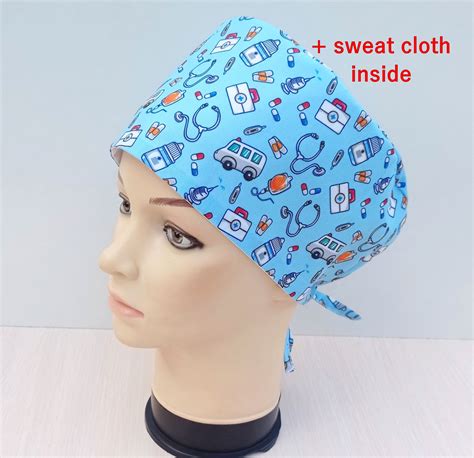 blue scrub cap nurse surgical cap  sweat cloth unisex etsy
