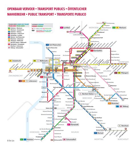 large detailed public transport map  antwerp city antwerp belgium europe mapsland