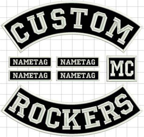 13 custom embroidered patches 7 pcs biker vest rockers full set sew