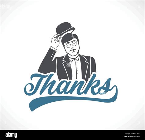Logo Thank You Concept Sign Man Taking Off His Hat Icon – Stock