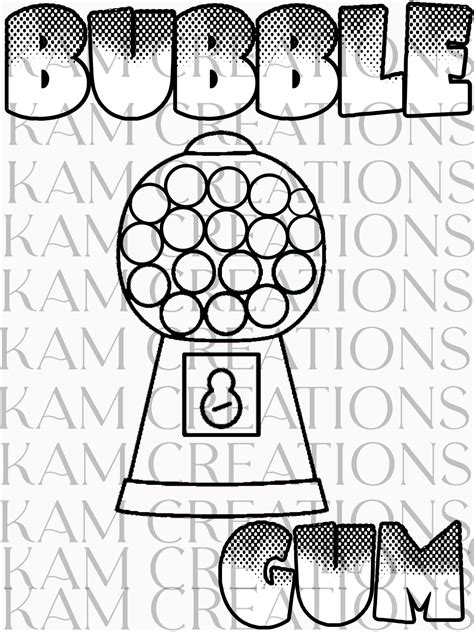 bubble gum coloring page etsy ireland