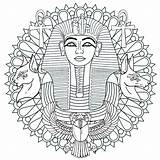 Mandala Egypt Coloring Tutankhamun Egyptian Mandalas Mask Symbols Toutankhamon Pharaoh Pages Version First Famous Adult Various Including Dynasty 18th Period sketch template
