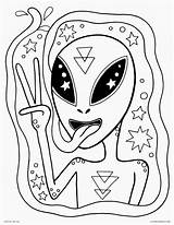 Alien Trippy Aliens Psychedelic Grunge Hippie Detailed Mandala Topkleurplaat sketch template