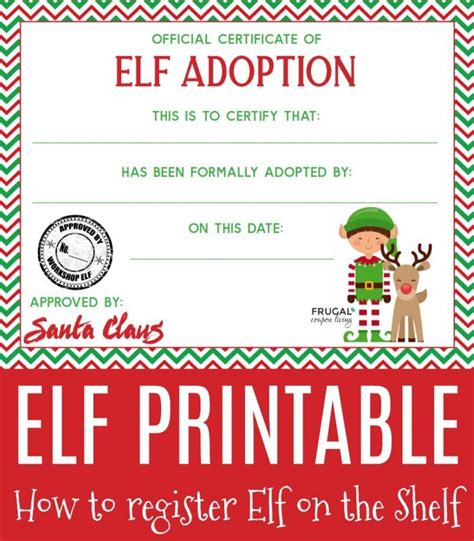 template  elf adoption certificate  printable