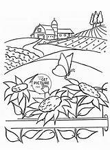 Scenery Coloring Pages Drawing Kids Printables Printable Summer Sunflower Adults Sunflowers Flower Choose Board Beautiful Getdrawings Print Farm Book sketch template