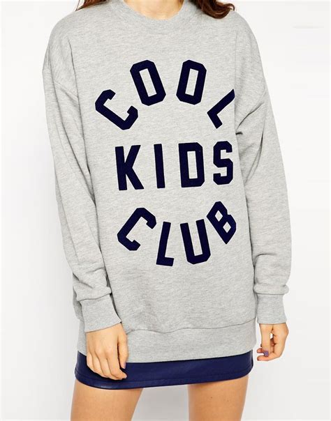 asos asos sweatshirt  cool kids club print  asos asos sweatshirt cool kids club kids