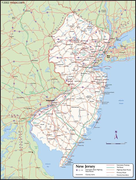 jersey wall map  counties  mapscom mapsales