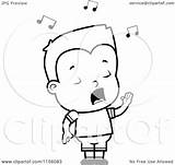 Singing Boy Clipart Little Coloring Cartoon Outlined Vector Thoman Cory Royalty sketch template