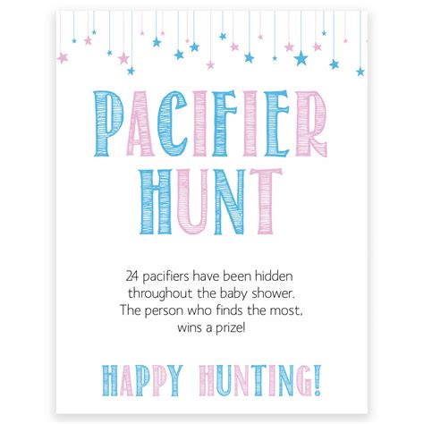 pacifier hunt gender reveal printable baby games ohhappyprintables