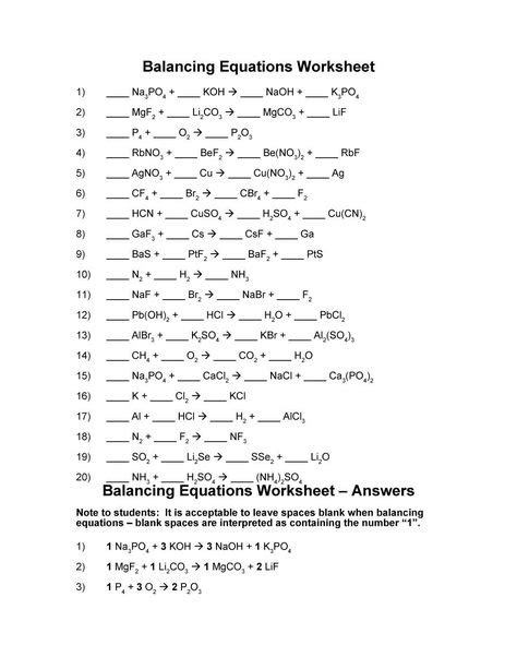 balancing equations worksheet  answer key chemfiesta tessshebaylo