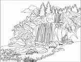 Mewarnai Pemandangan Terjun Natur Landschaft Berge Diwarnai Realistic Landschaften Mountains Wald Paisagem Natureza Wasserfall Malvorlagen Kumpulan Floresta Kekinian Cachoeira Marimewarnai sketch template