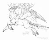 Creature Peryton Mythological Mythique Fabelwesen Fiegenschuh Antlers Fabled Zeichnen Tieren Mystical Animaux Getdrawings sketch template