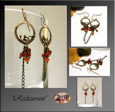redcurrant wire wrapped earrings  mea