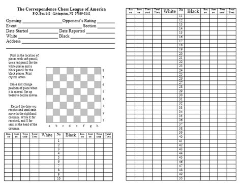 sample chess score sheet templates printable samples