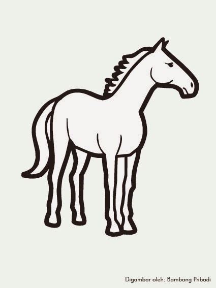 mewarnai binatang kuda belajar menggambar  mewarnai