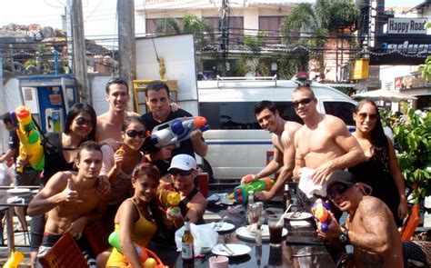 tiger muay thai guests enjoy songkran water festval phuket thailand