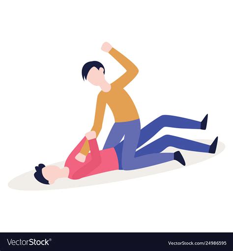 angry bully beating   person lying   vector image