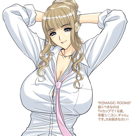 Magaki Ryouta Original Translated 1girl Arms Up Bangs Blonde Hair