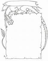 Dragon Pages Border Coloring Parchment Colouring Borders Designs Book Pagan Wiccan Paper Stationery Shadows Choose Board Boarder Visit Witchcraft Wicca sketch template