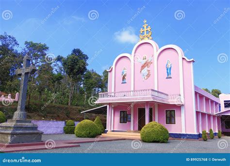 indian pink church stock photo image  modern architecture