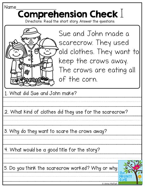 short stories  comprehension questions  grade reading