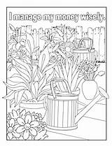 Coloring Money Pages Wealth Affirmation Manage Wisely Printable sketch template