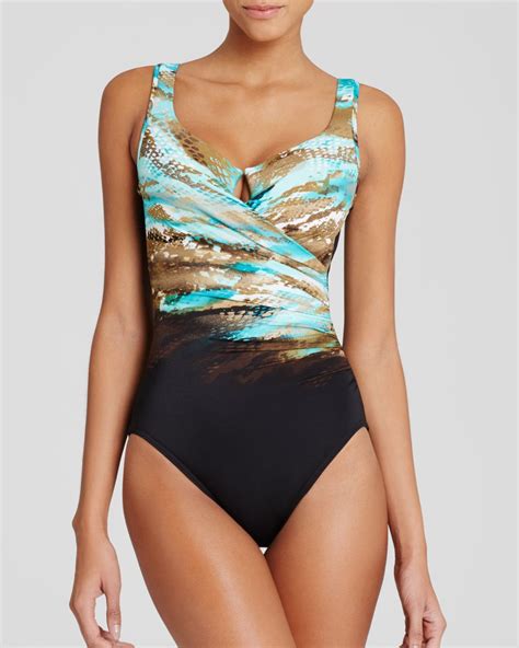 miraclesuit escape one piece swimsuit in brown lyst