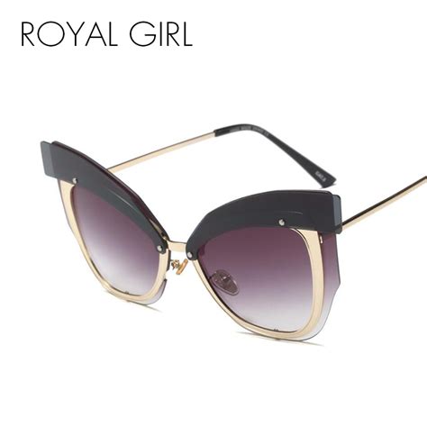 buy royal girl cat eye rimless sunglasses women brand