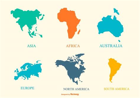 continent map collection   vector art stock graphics images