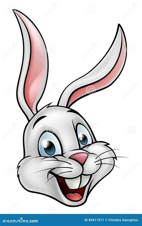 cartoon white bunny rabbit face stock vector illustration  animal