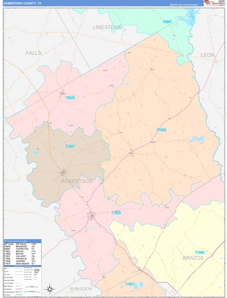 robertson county tx wall map color cast style  marketmaps mapsales