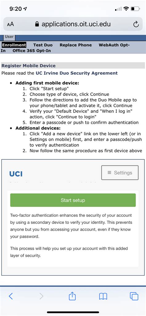 enroll  mobile device  duo duo   factor