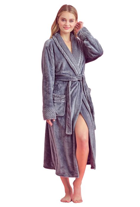 womens comfortable fleece bathrobe plush soft robe  women