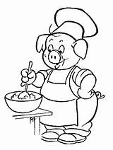 Varken Ausmalbilder Porco Colorir Schwein Comida Fazendo Colorare Mewarnai Malvorlagen Chefe Malvorlage Cochon Schweine Cozinha Babi Coloring4free Animasi Bergerak Animierte sketch template