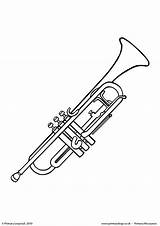 Trumpet Colouring Primaryleap Printable Trompete Streichinstrumente Malvorlage sketch template