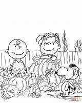 Coloring Charlie Pumpkin Snoopy Peanuts Thanksgiving Dibujos Davemelillo Supercoloring sketch template