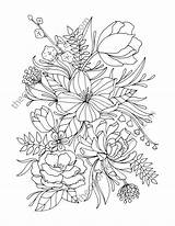 Coloring Adult Pages Flower Sheets Botanical Floral Drawing Adults Digital Realistic Watercolor Book Drawings Pattern Colouring Sheet Henna Visit Books sketch template