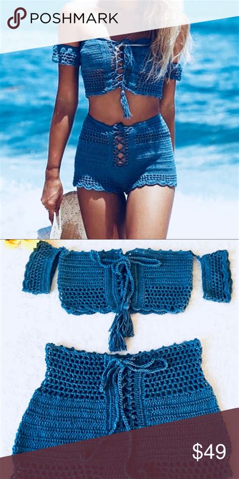 new handmade laced up crochet bikini suit nwt crochet swimsuits