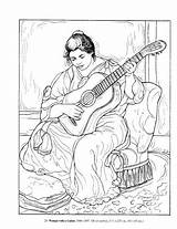 Renoir Coloring Pages Auguste Getcolorings Masterpieces Icolor Guitar Playing sketch template