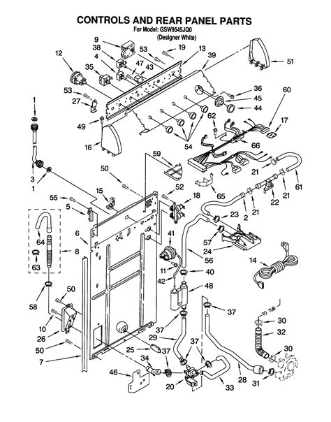 controls  rear panel diagram parts list  model gswjq whirlpool parts washer parts
