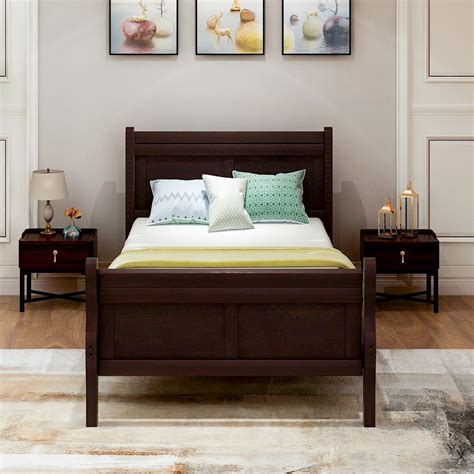 clearanceespresso twin bed frame wood twin platform bed frame