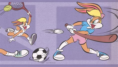 lola bunny sports looney tunes disney cartoon wallpaper border purple